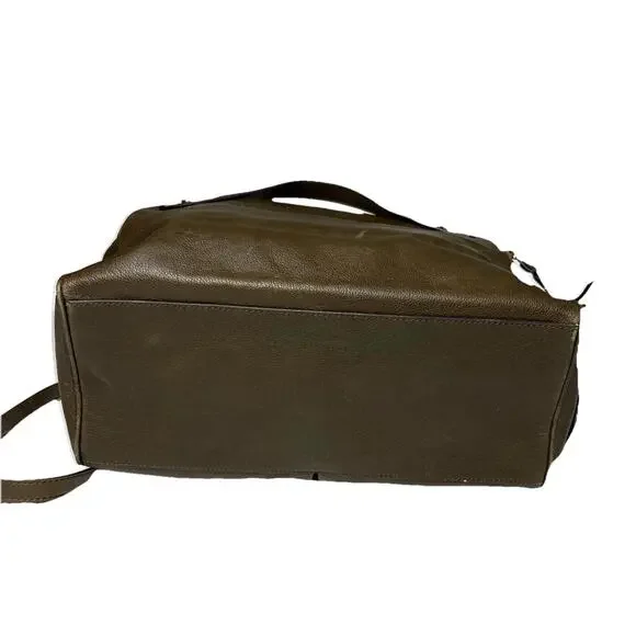 BANANA REPUBLIC Leather Large Duffle North/South Tote Dark Olive Green 2015 - Picture 11 of 16